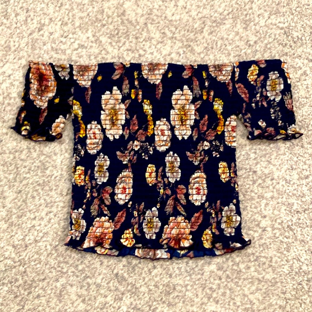 Aqua Off the Shoulder Shirt Sleeve Shirt